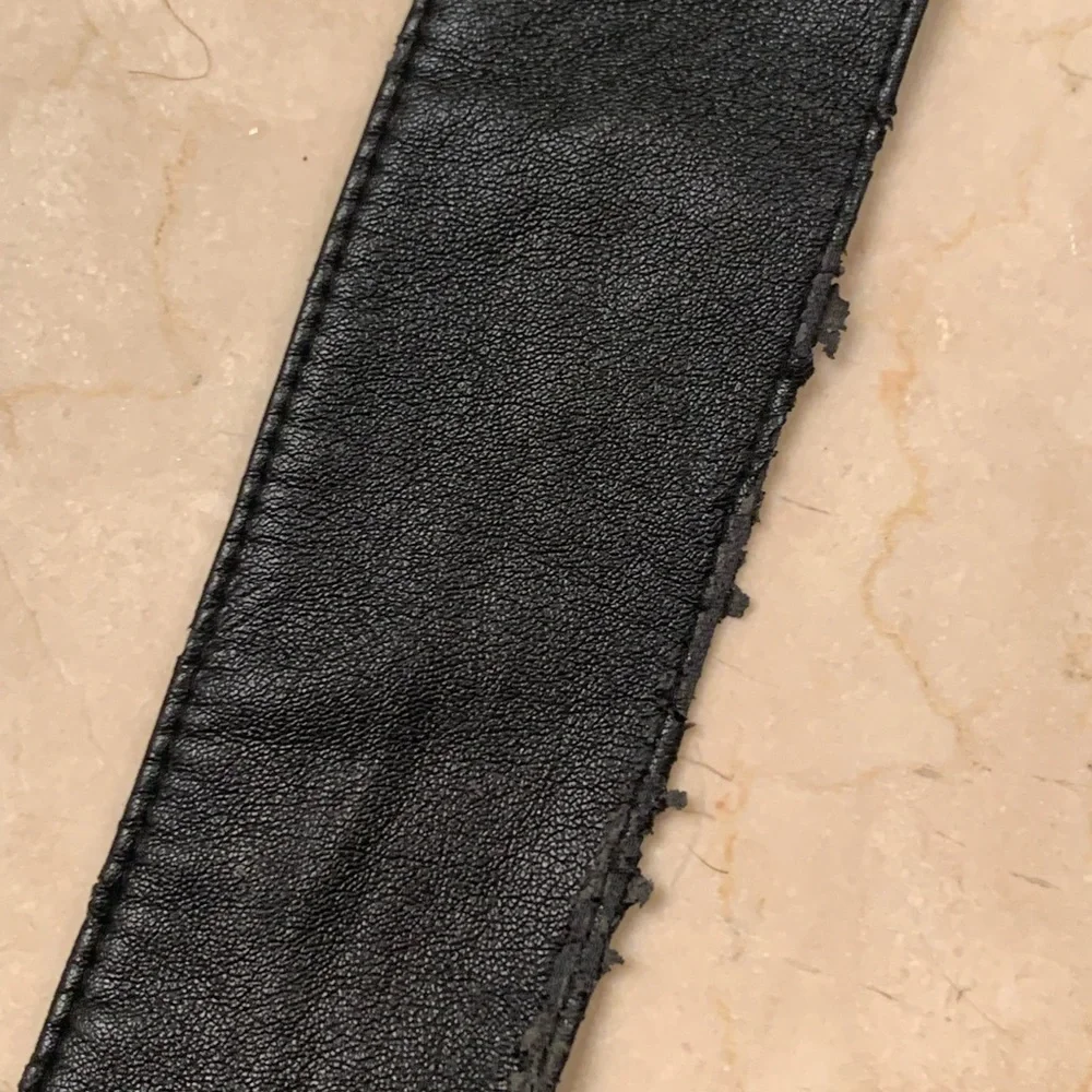 Aqua Black and Gray Faux Fur Vest with Black Leather Belt - Picture 4 of 6